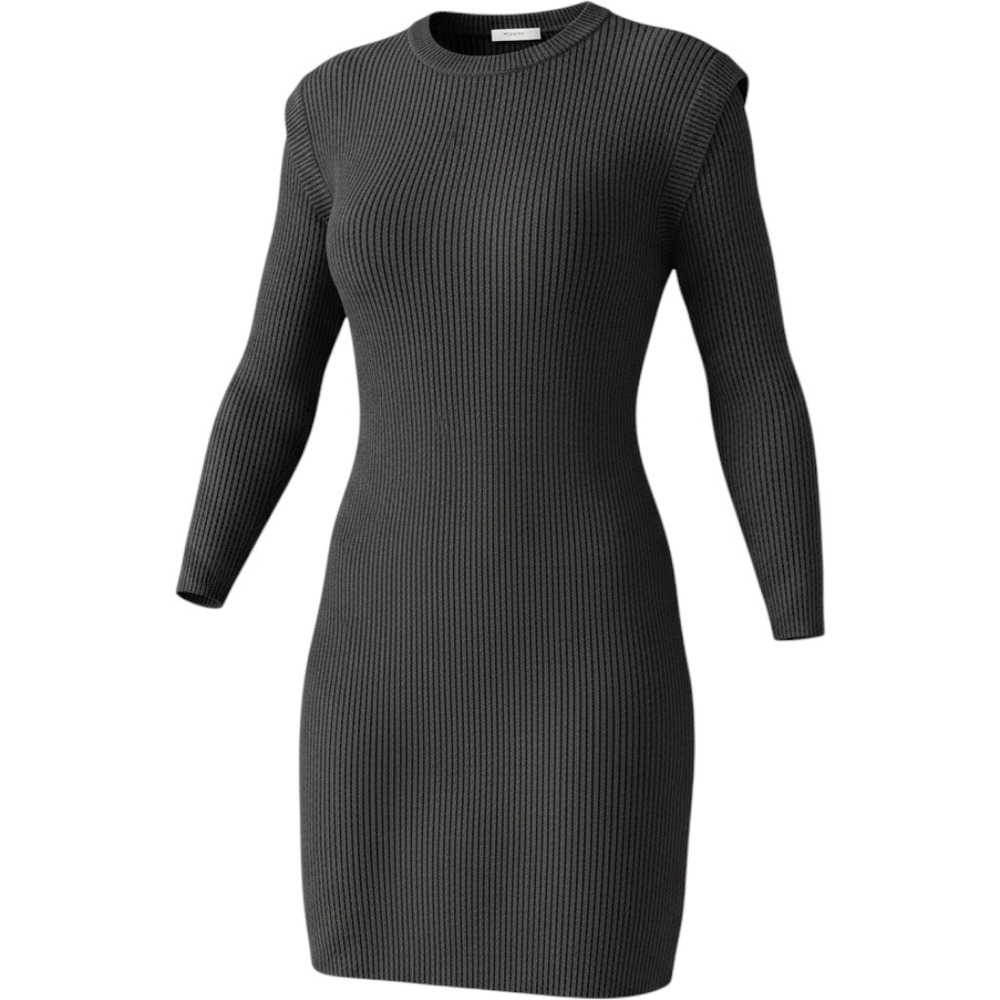 Arula Black Ribbed Knit Long Sleeve Sweater Dress Crew Neck Size A AD431169AR
